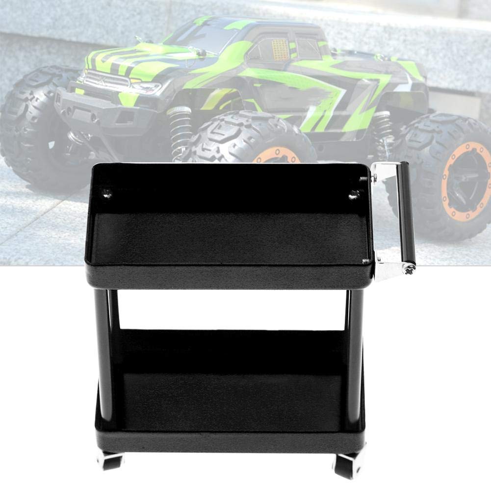 Kit Carrello Porta Attrezzi, Carrello Porta Attrezzi a 2 Livelli Attrezzi Officina Mobile Riparazione Garage Accessori RC per 1/8 1/10 1/12 1/16 Modello in Scala di