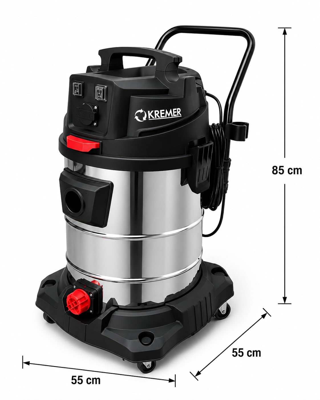 Aspirador Industrial húmedo/seco de 2400 W con depósito de 65 litros para Suciedad