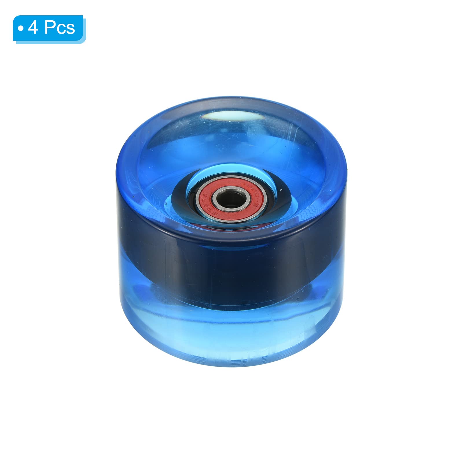 PATIKIL 70mm 78A Longboard Roues avec Rouge ABEC-9 Roulements, 4 Paquet Doux Croiseur Roues Rue Roues pour Skateboards Skateboard Roue PU, Clear Bleu