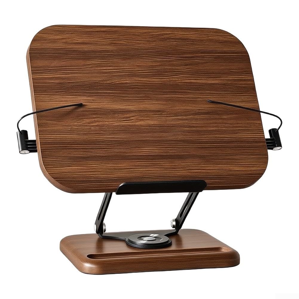 Verstellbarer Buchständer für holz Metall 34cm Rutschfest Verstellbarer(Black)