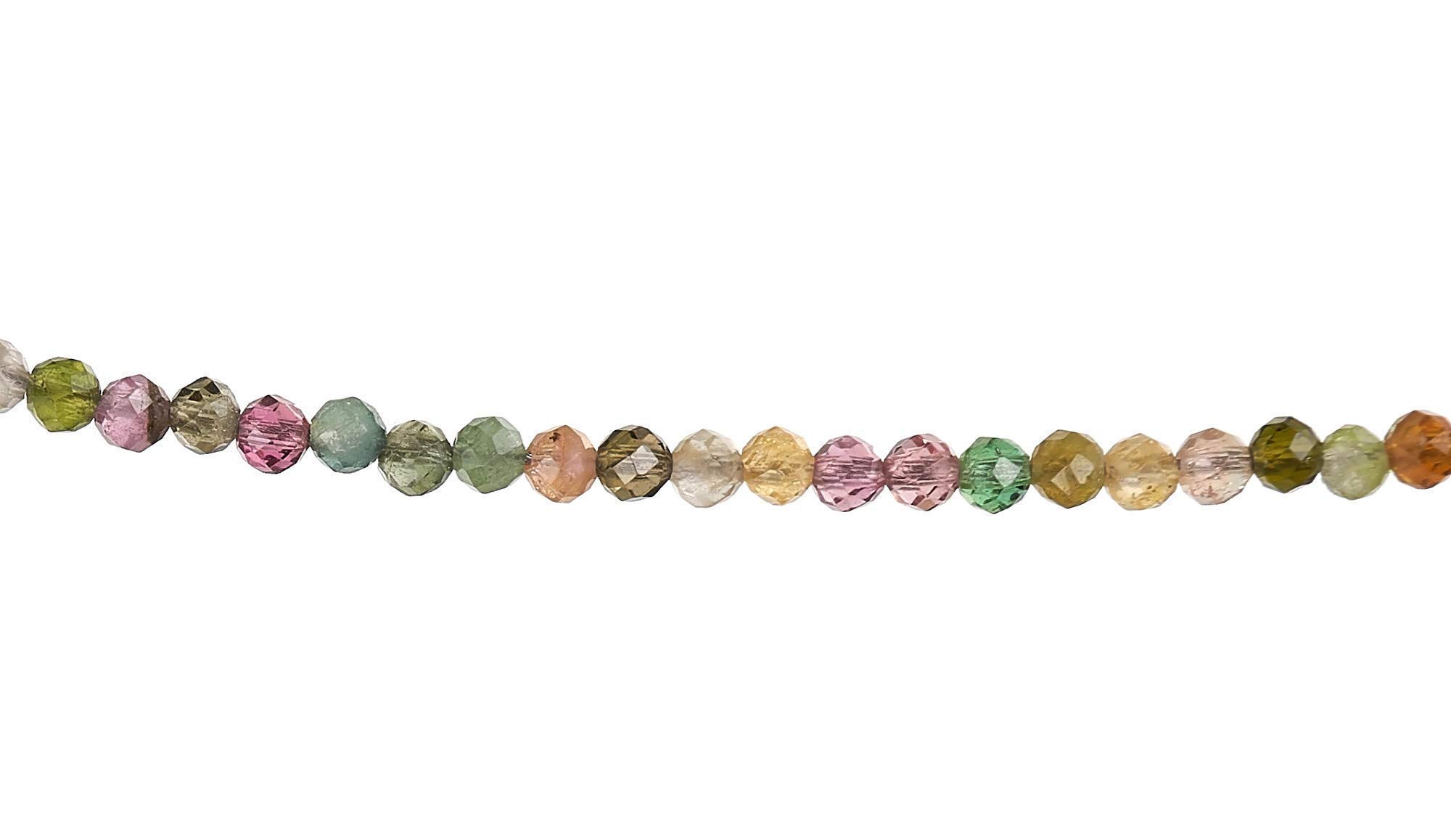 Turmalin Kette bunt - zarte Turmalin Halskette 2.2mm - 925 Silber