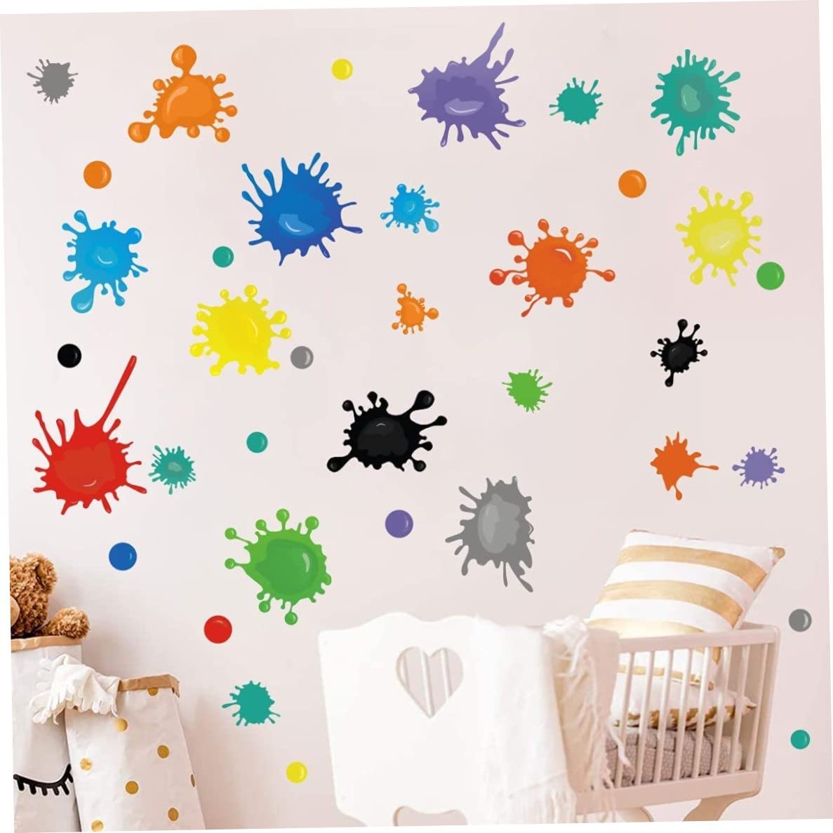 36pcs Multicolor Paint Wall Decal, Splatter and Splotches Wall Sticker, Ink Splotch Wall Stickers