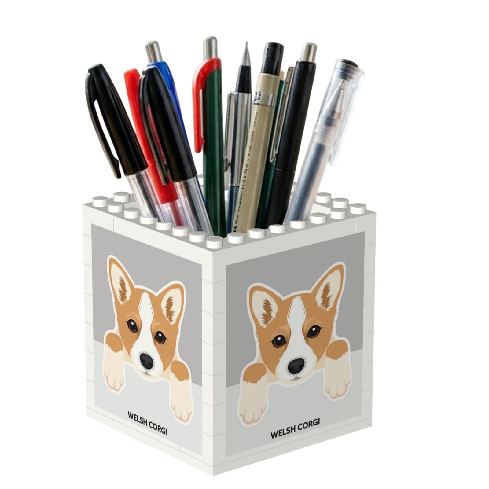 Poadnly Welsh Corgi Dog Print, Pen Pot Pencil Holder for Office Home School, Compact Desk Organiser for Office Stationery