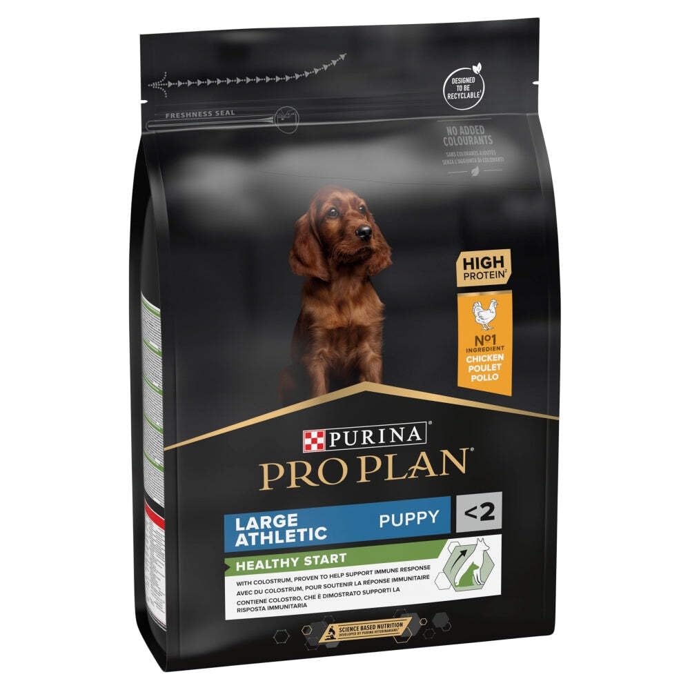 Pro Plan Multicolor. Purina Comida Seco Para Cachorro Grande Atlético Con Optistart, Sabor Pollo - 3 Kg