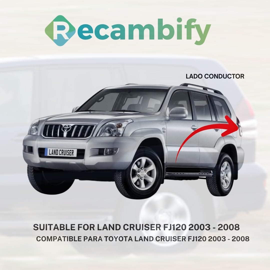 Piloto Trasero Izquierdo Compatible con Toyota Land Cruiser FJ120 (2003–2008) | Lado Conductor, OEM 81561-60621 | Sin Portalámparas, Blanco Rojo
