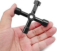Vista 4 de Llave multifuncional de 4 vías, llave cruzada universal 4 en 1, llave cuadrada triangular de acero inoxidable para medidor de agua y gas, válvula