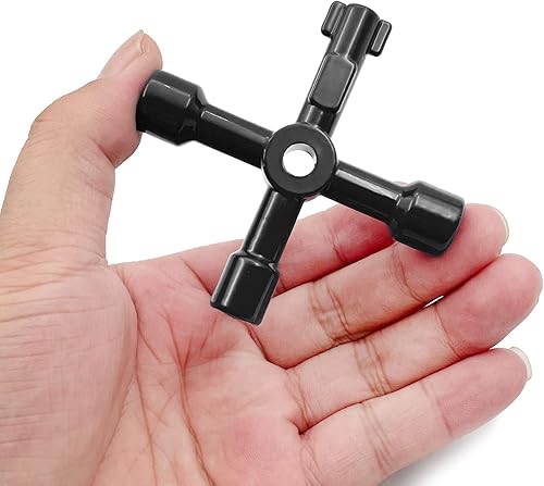 Miniatura 4 de QYQRQF Llave utilitaria multifuncional de 4 vías, llave cruzada universal 4 en 1, llave cuadrada triangular de acero inoxidable para medidor de gas