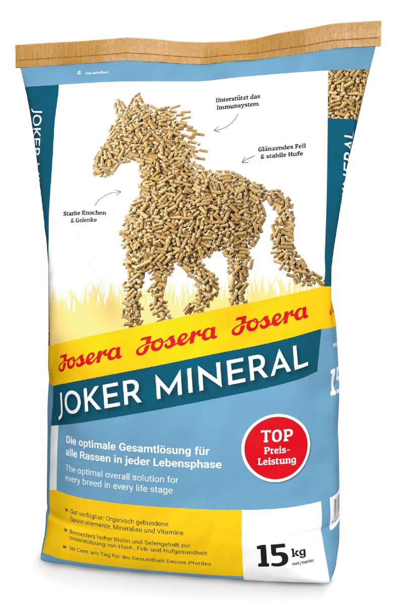 Josera Joker Mineral, 1 x 15 kg, Comida para Caballos Premium para Todas Las Razas en Cualquier Etapa de la Vida, Solución Total óptima, Huesos y articulaciones Fuertes, Alimento Mineral