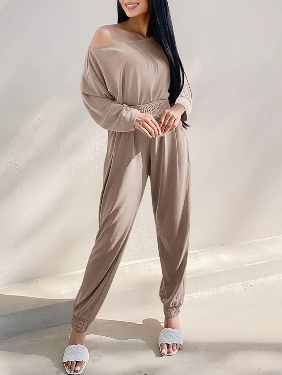 ANRABESS Women’s Two Piece Outfits Long Sleeve Tops Jogger Pants Sweatsuits Set Loungwear Sweatpants Active Wear at  Women’s Clothing store