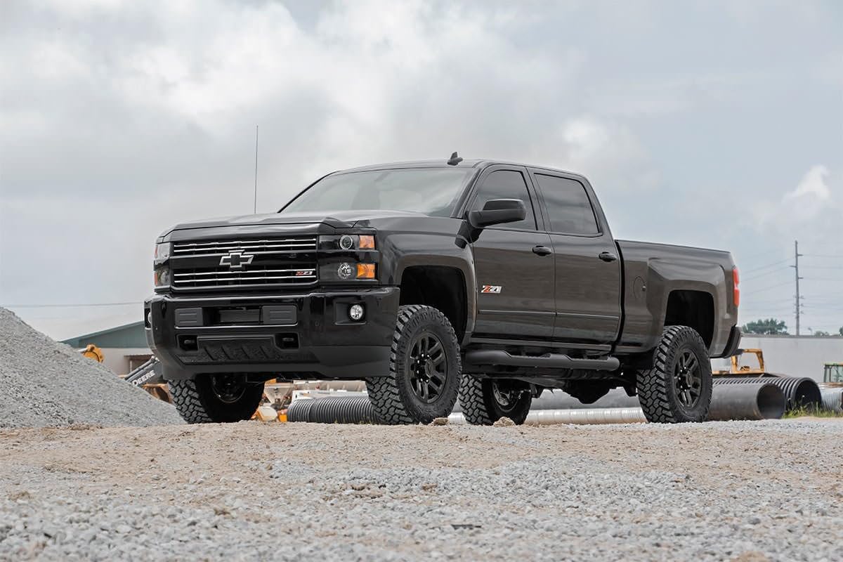 Chevy/GMC truck with Rough Country 3.5 inch lift kit, front view