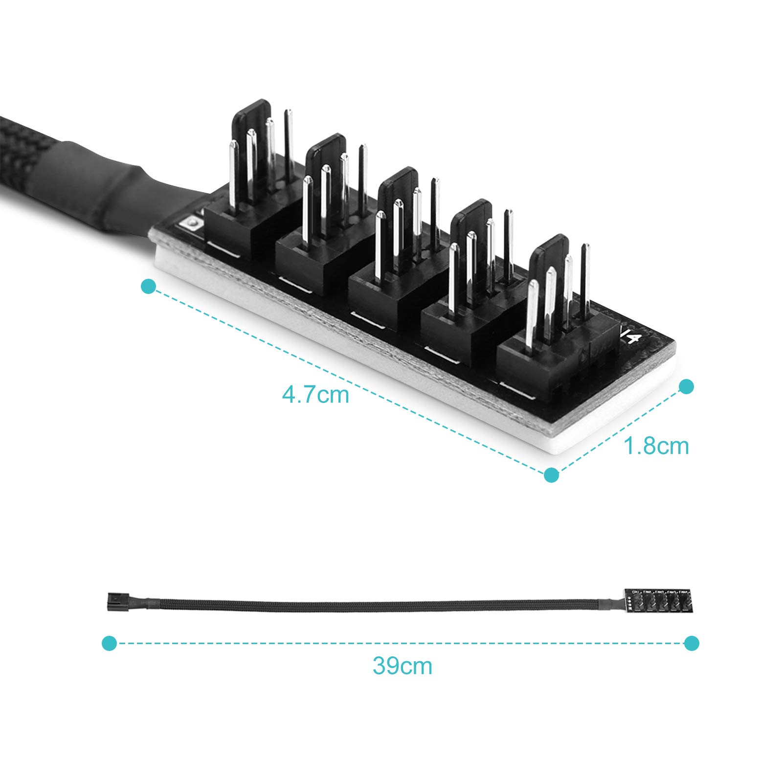 Yosoo Health Gear PWM Fan Hub, 4-stykowy koncentrator wentylatora PWM, 5-kierunkowy koncentrator wentylatora do PC koncentratora wentylatora, procesor adapter ramy