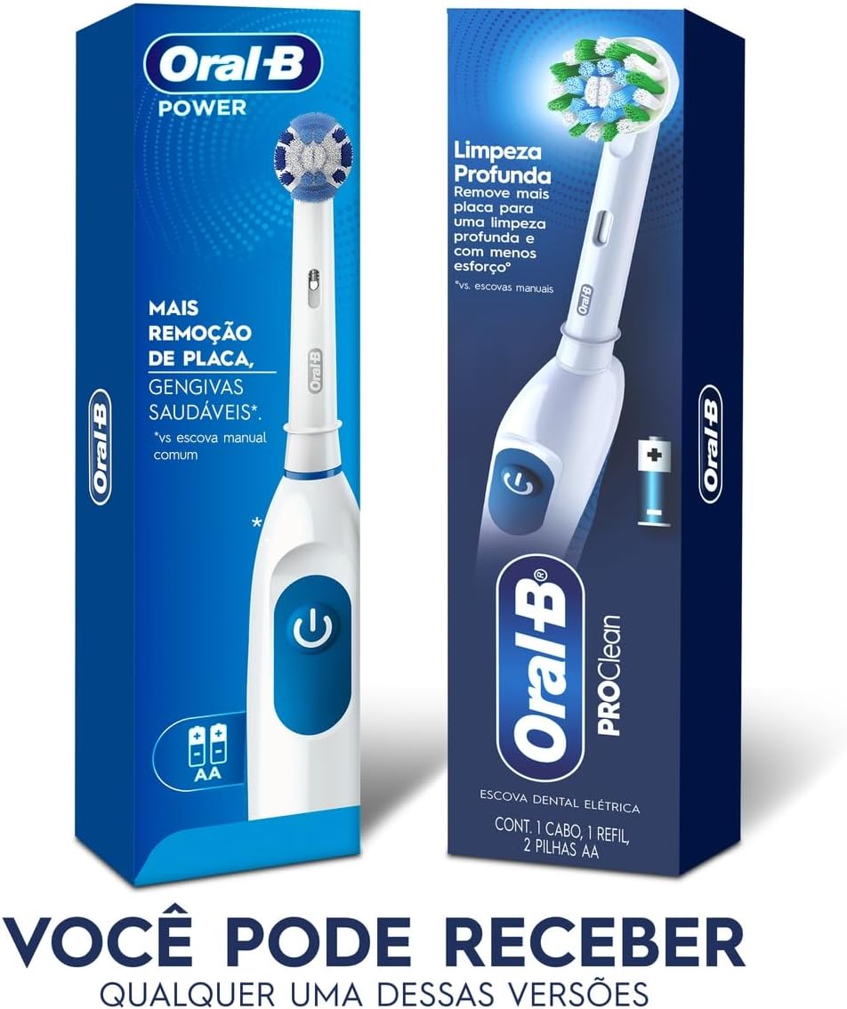 Oral-B Power, Escova de Dentes Elétrica, Remove mais Placa que uma Escova Manual, cor Branca