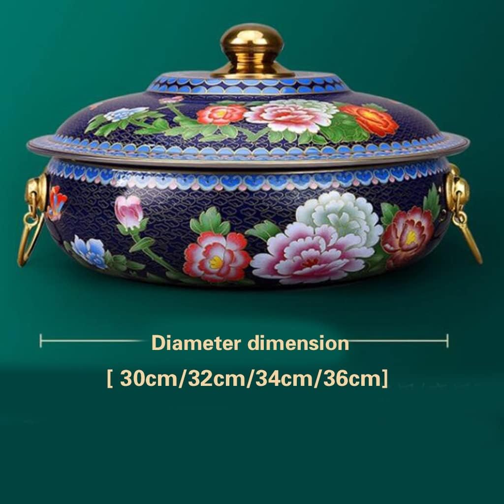 Chinese Hot Pot,Copper Hot Pot, Chafing Dishes Old Pure Copper Pot, Induction Cooker Copper Hot Pot, Gas Special Pot, Household Flat Pot Hot Pot(Red,36cm)