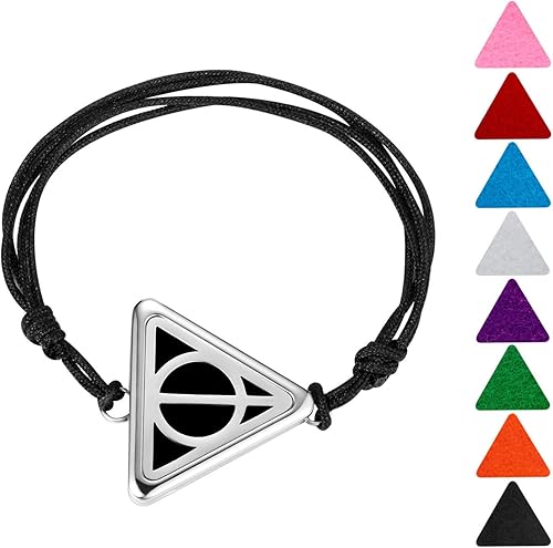 Wild Essentials - Pulsera difusora de aceite esencial de Potter Hallows de acero inoxidable, medallón de aromaterapia de acero inoxidable, banda de