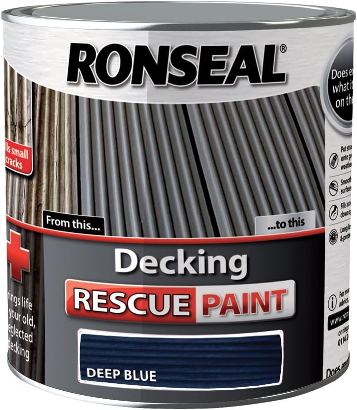 Ronseal DRPDB25L 2.5 Litre Decking Rescue Paint Deep Blue Amazon.co