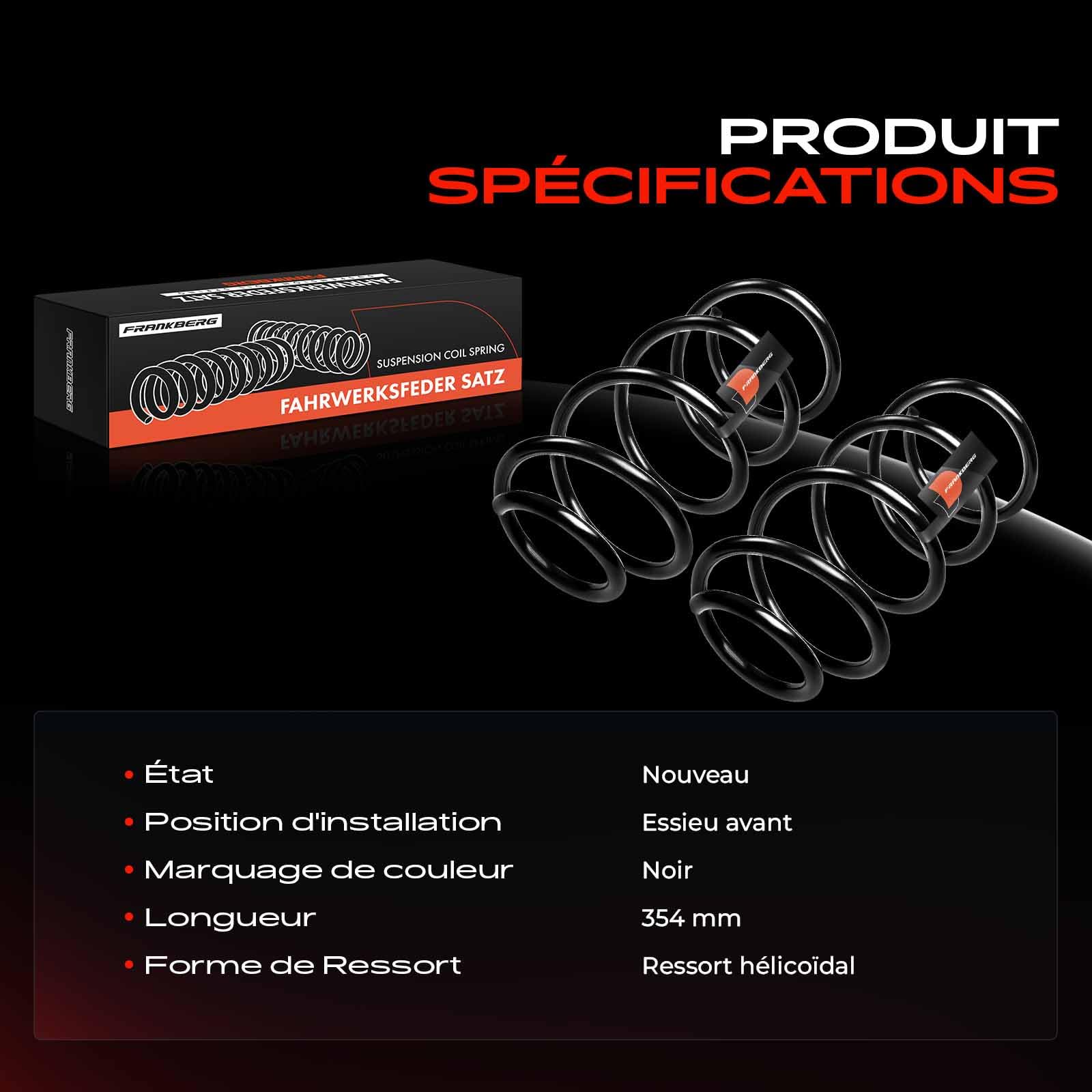 Frankberg 2 ressorts de suspension pour essieu avant RH3260 | Compatible avec: Série 1 E81, Coupé Série 1 E82, Série 1 E87