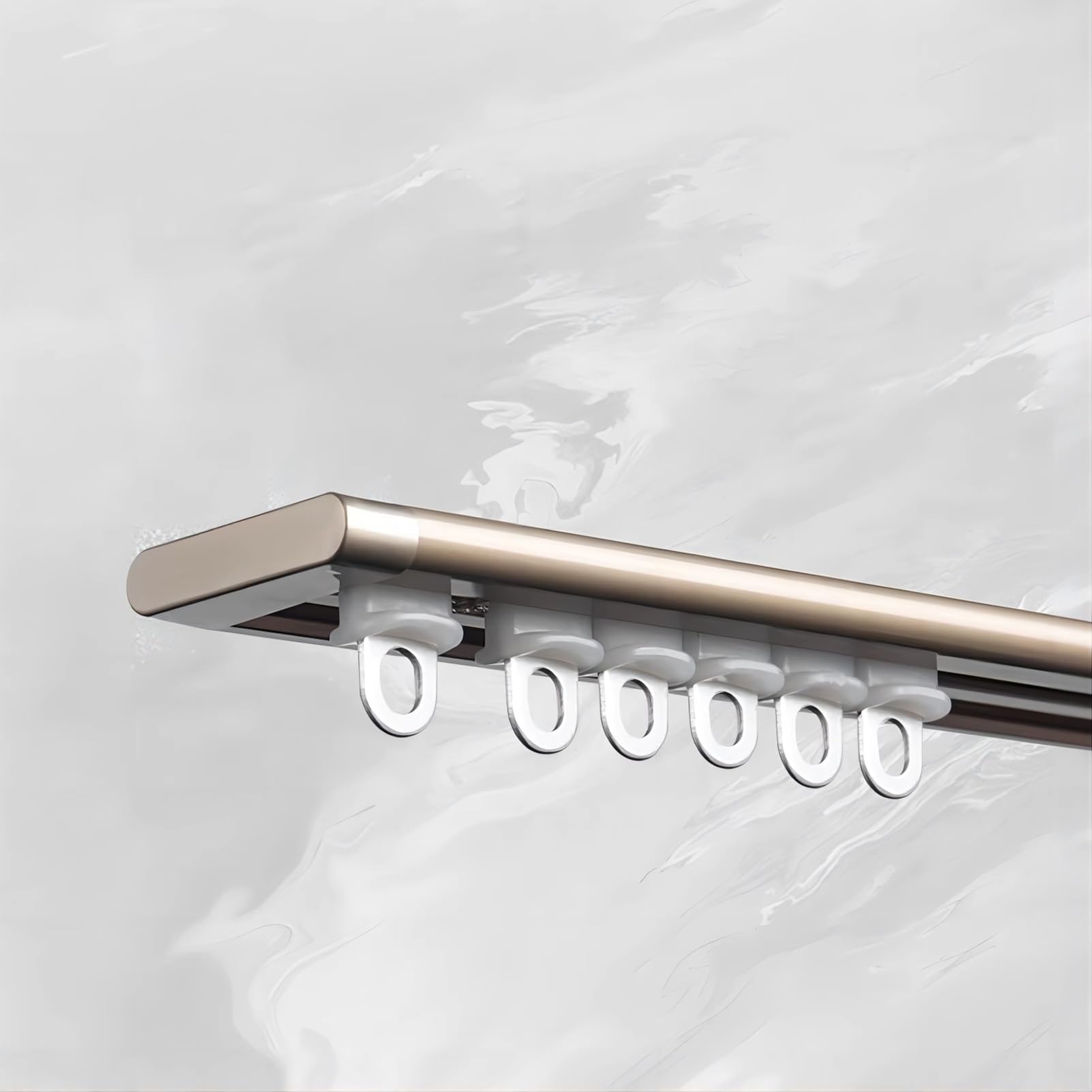 Rail rideau plafond alu 4m marron avec crochets à rouleaux dissimulés pour cuisine et bureau