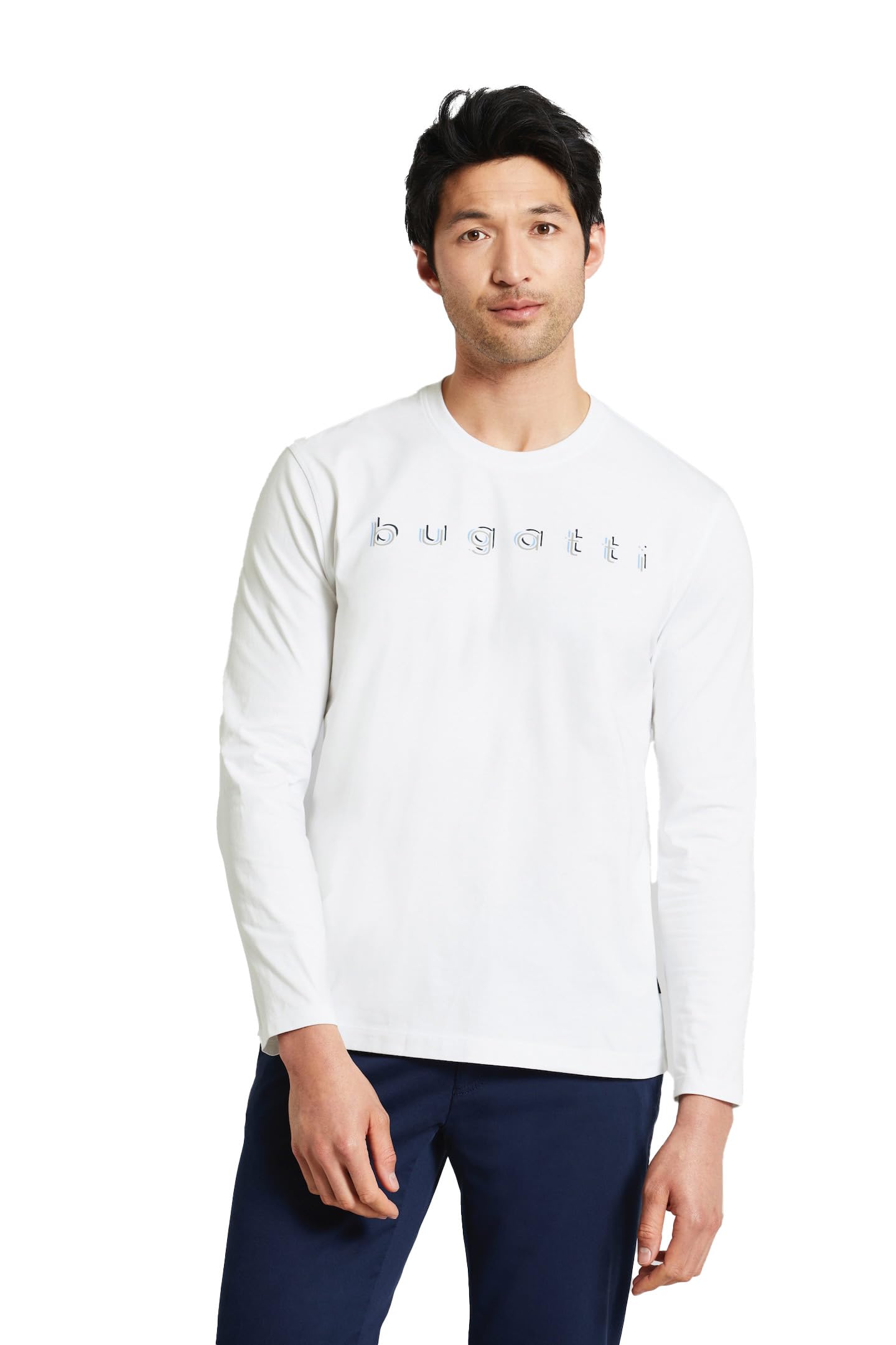Bugatti Men's White-10 1:1 Sleeve T-Shirt, M