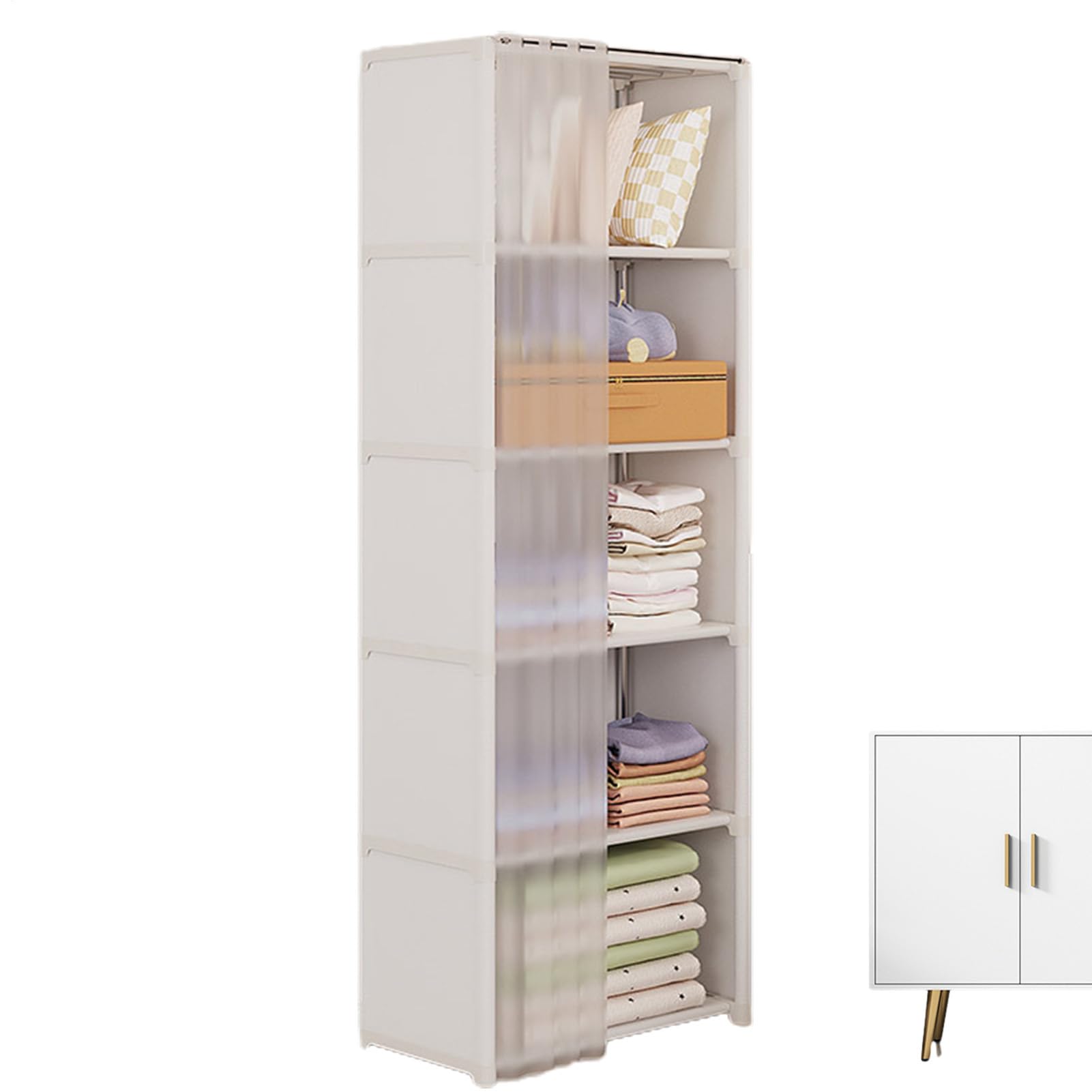 Staubdichter Kleiderschrank, robuste tragbare Schränke, Kleiderständer zur Aufbewahrung von Kleidung, robustes Kleiderregal, Kleiderständer, Schrankaufbewahrung, Organizer mit Vliesstoffbezug für Küche, Haushalt & Wohnen