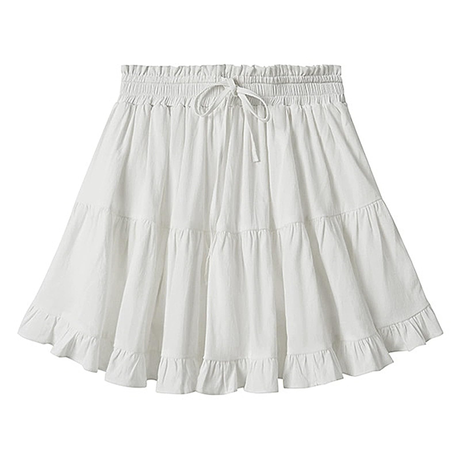 Womens Ruffle Mini Skirt with Shorts Y2K Trendy Flowy Boho Skirt Elastic Waist Beach Vacation Short Skirts Comfy Tiered Cute Butterfly Shorts Flared Ruched A Line Skirts