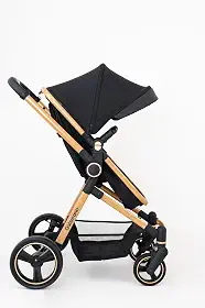 Galzerano Carrinho de Bebê Ivy, Preto e Dourado, com Cesto Moisés