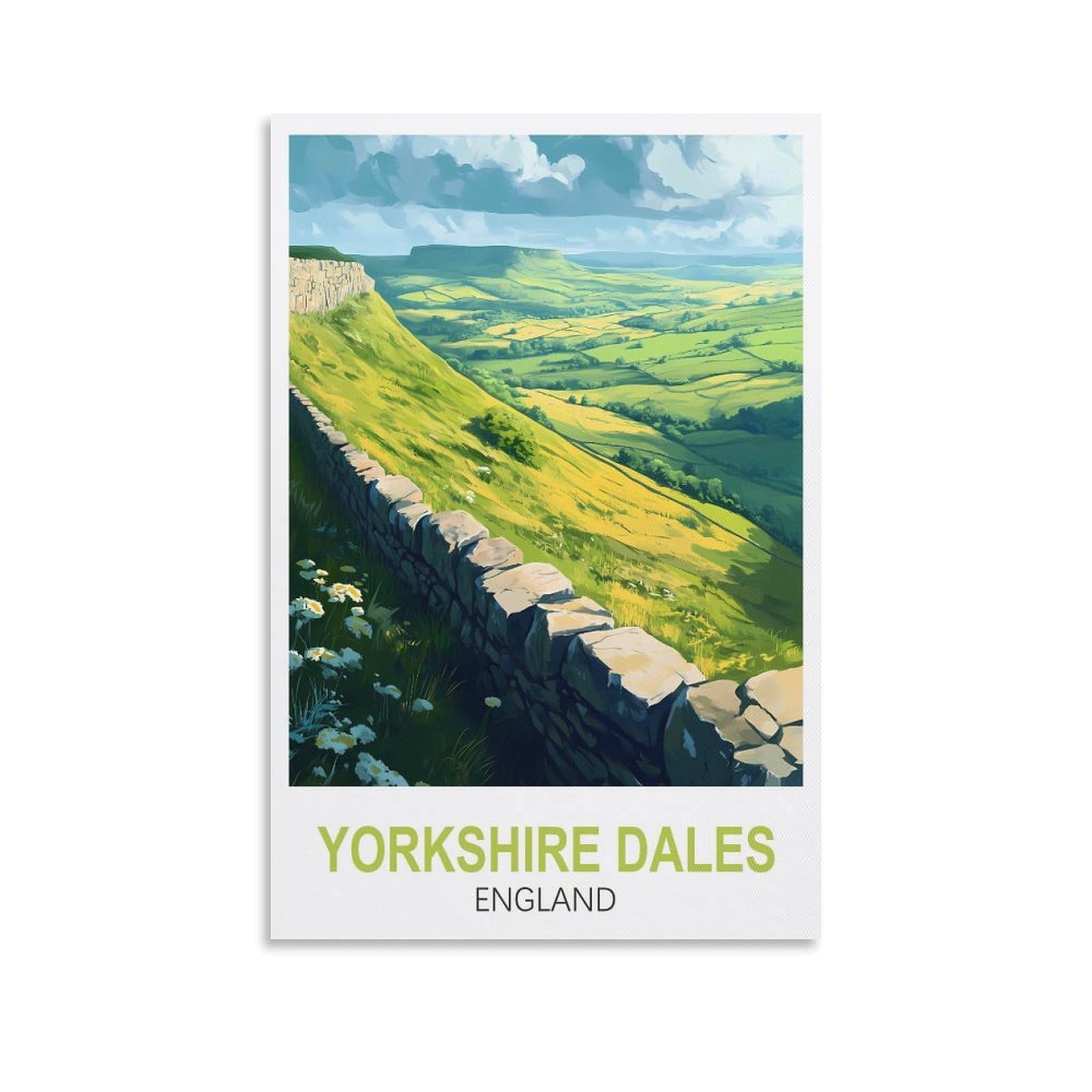 CLFMHNAS Yorkshire Dales England Vintage Travel Posters 24x36inch(60x90cm) Canvas Wall Art Prints