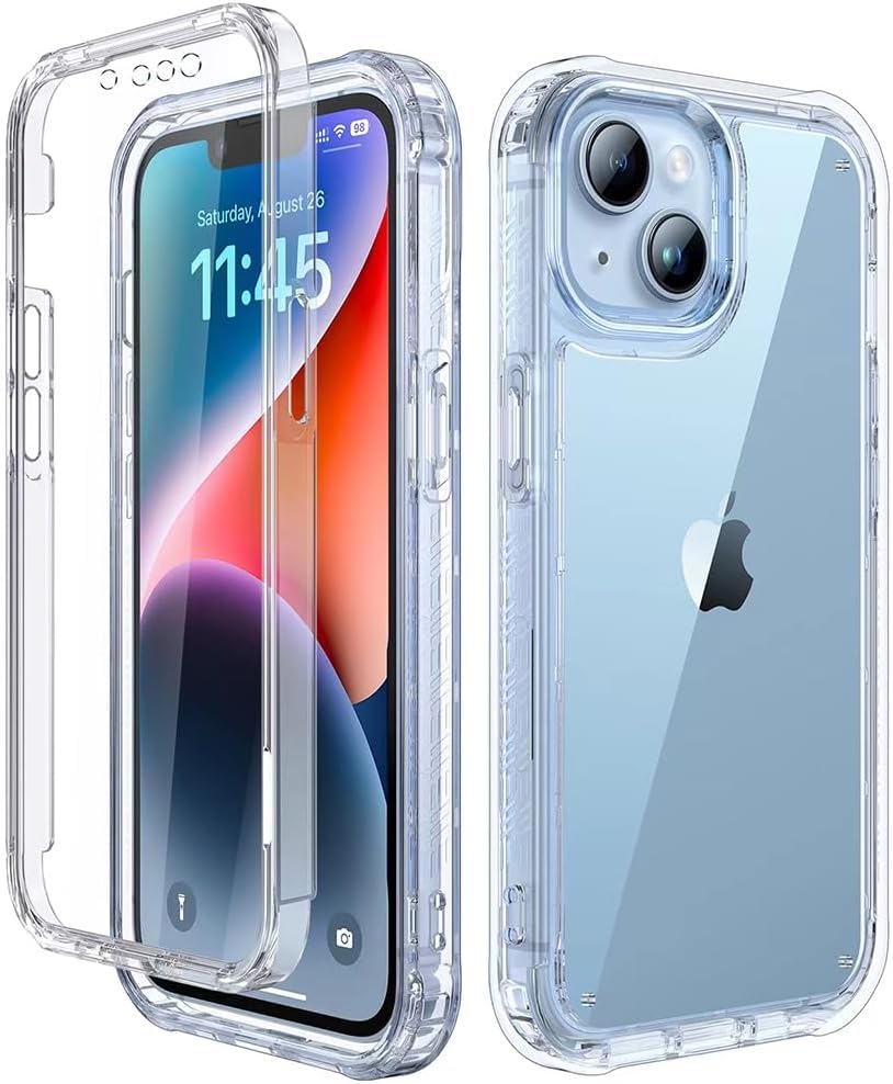 Lifedance for iPhone 15 Case, Full-Body Rugged Protective Case with Built-in Screen Protector, 10 FT Military Grade Drop Protection Heavy Duty Shockproof Phone Case for iPhone 15, Clear