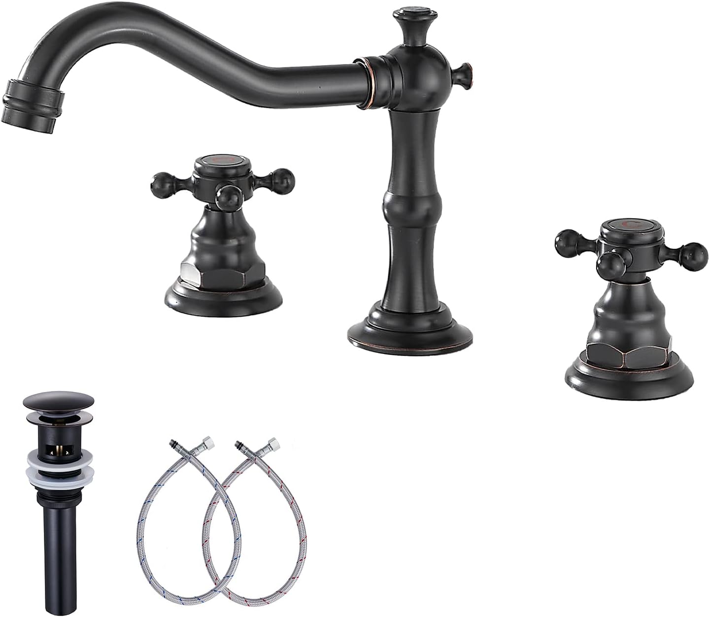 GGStudy Two Handles 3 Holes 816 inch Widespread Bathroom Sink Faucet