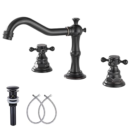 GGStudy Two Handles 3 Holes 8-16 inch Widespread Bathroom Sink Faucet Oil Rubbed Bronze