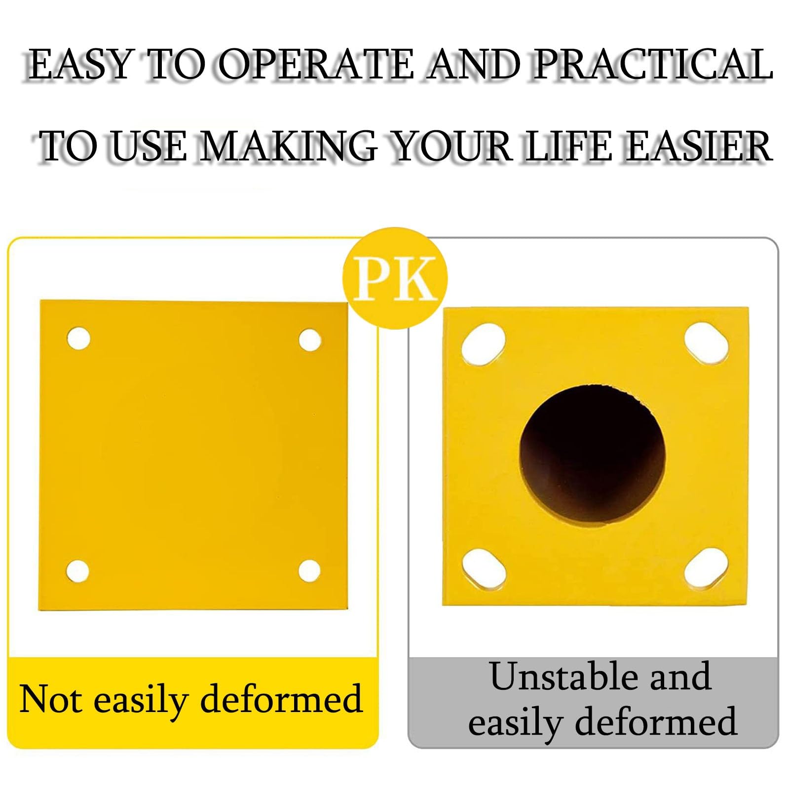 Bolardo de Seguridad con Cerradura para plazas de Aparcamiento, 1 Paquete, bolardo de Seguridad Amarillo de Acero para Control de tráfico, Entrada, Poste (Color: Amarillo, tamaño: 91 x 20 x 14 cm)