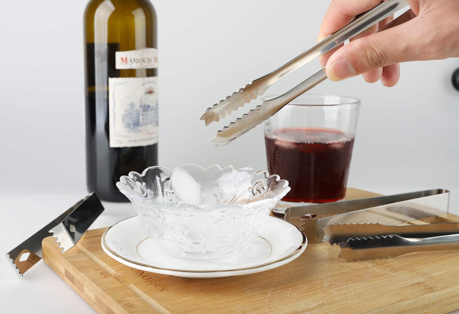 Ice Tongs Stainless Steel Cube Sugar Tongs for Ice Bucket Ice Sugar Cubes Bacon Coffee Bar Kitchen Party Serving