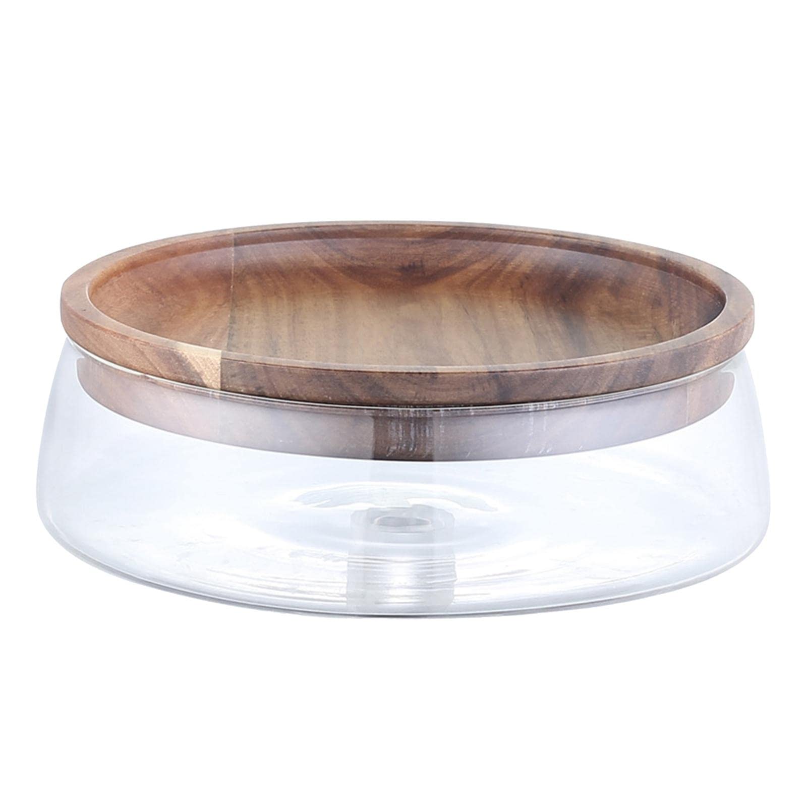 F Fityle Bol de Conservation de Fruits Secs Plat Verre Plateau Bois Boîte Alimentaire Finition Résistante Adaptée Conservation Noix Fruits Rangement Bureau Cha, A, Petit