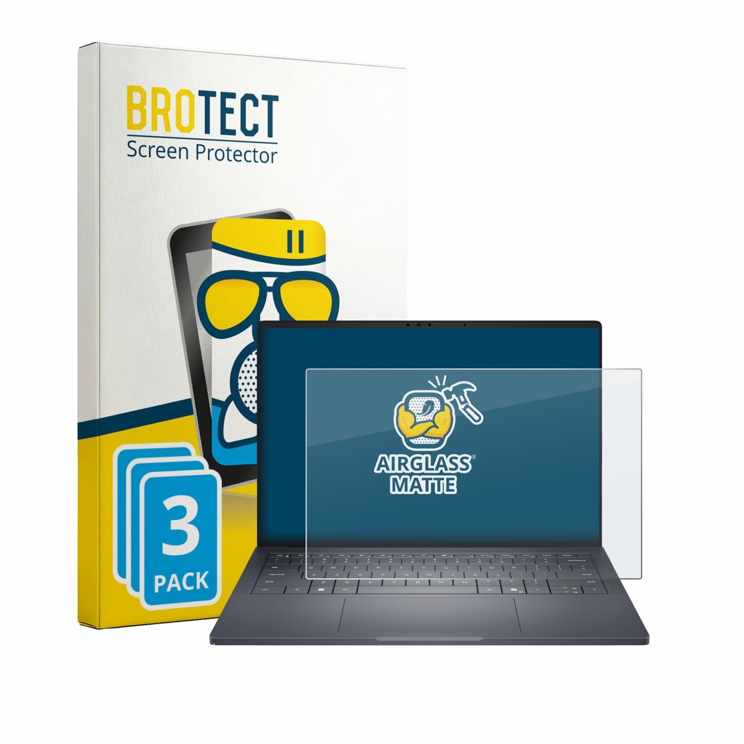 brotect 3 Pezzi Pellicola Vetro per Dell Pro Max 14 Premium | Opaca Protezione Schermo Made in Germany, Anti-Riflesso Durezza 9H Anti-Graffio