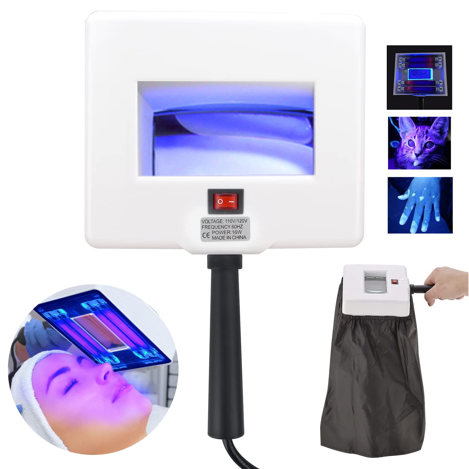 Woods Lamp Analizador de piel, analizador de aumento profesional Detector de piel Prueba de belleza Cuidado facial SPA Máquina de salón en casa, se puede probar fácilmente en casa