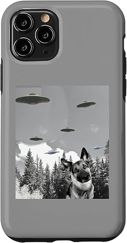 Funda para iPhone 11 Pro Alien UFO divertido perro pastor alemán