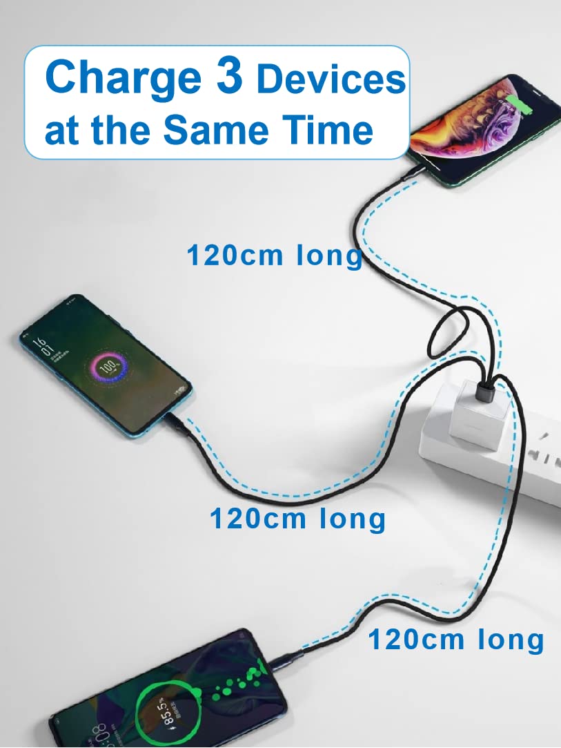 Amazon.co.jp: 3 in 1 Type C 急速充電ケーブル 【120cm】Type C to 