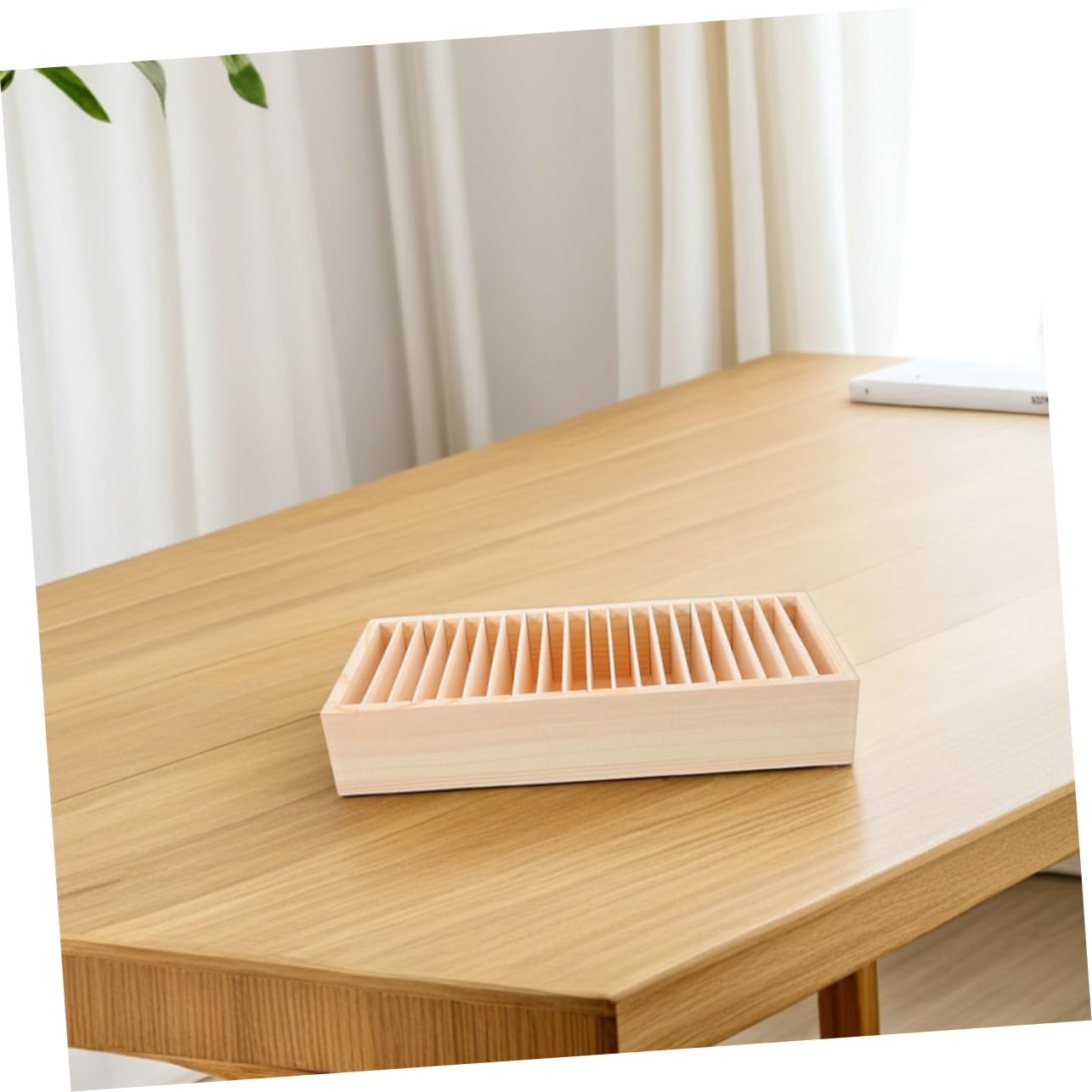 Organizador de Tarjetas de Madera de 2 Piezas Compartimentos