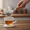 Deconox Stainless Steel Tea Strainer with Wooden Handle | Silicone Handle Strainer – Stylish and Functional Presentation Tool