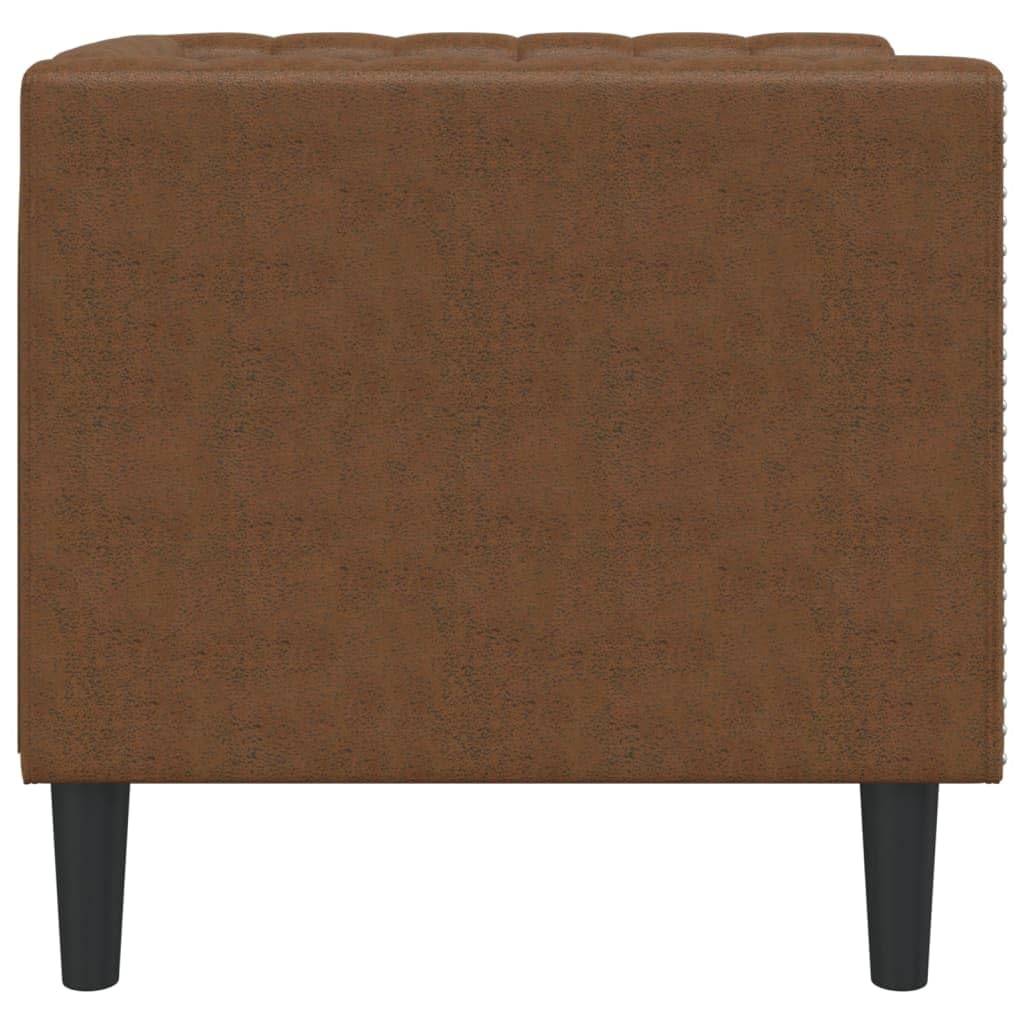 Chesterfield fotel brązowy sztuczna skóra o wyglądzie zamszu, 71 x 74,5 x 70,5 cm, mikrofibra, grubo wyściełany, do salonu, biura, kącik do czytania