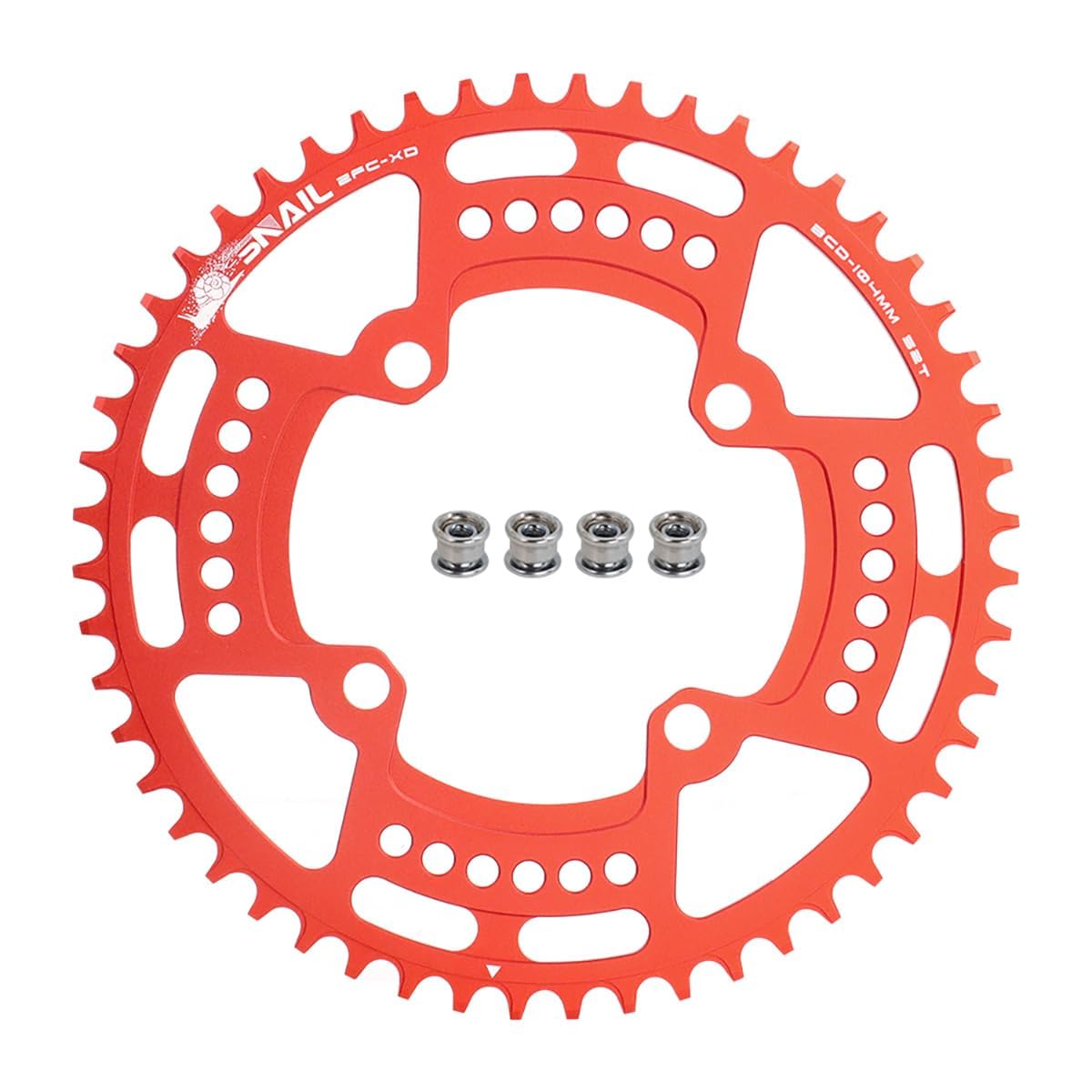 FOMTOR 104 BCD Chainring 52T 7-12 Speed Compatible CNC 7075 Aluminum Narrow Wide Tooth Round Chainrings for MTB/Road Bike Ebike Chainwheel Red