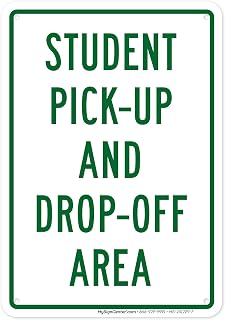 Student Pick Up & Drop Off Area Sign, 10x7 Inches, 55 mil thick HDPS (high density polystyrene), Made in USA by My Sign Center