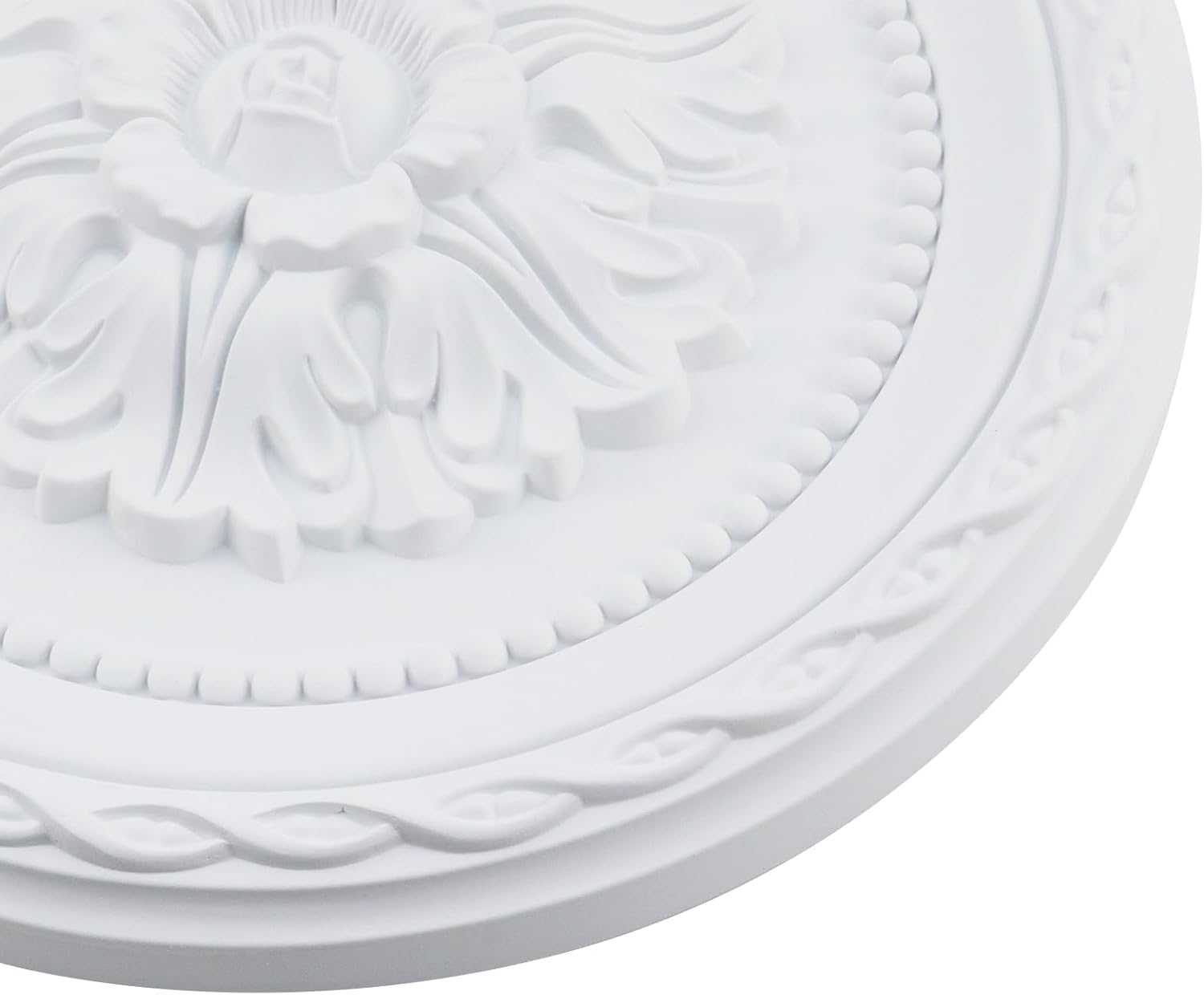 Wealrit Round PU Ceiling Medallion Ceiling Fan Light Covers White Flower Lighting Medallion Decorative Plate for Light Fixtures and Fans Chandeliers Lampshade Decor - Type 04