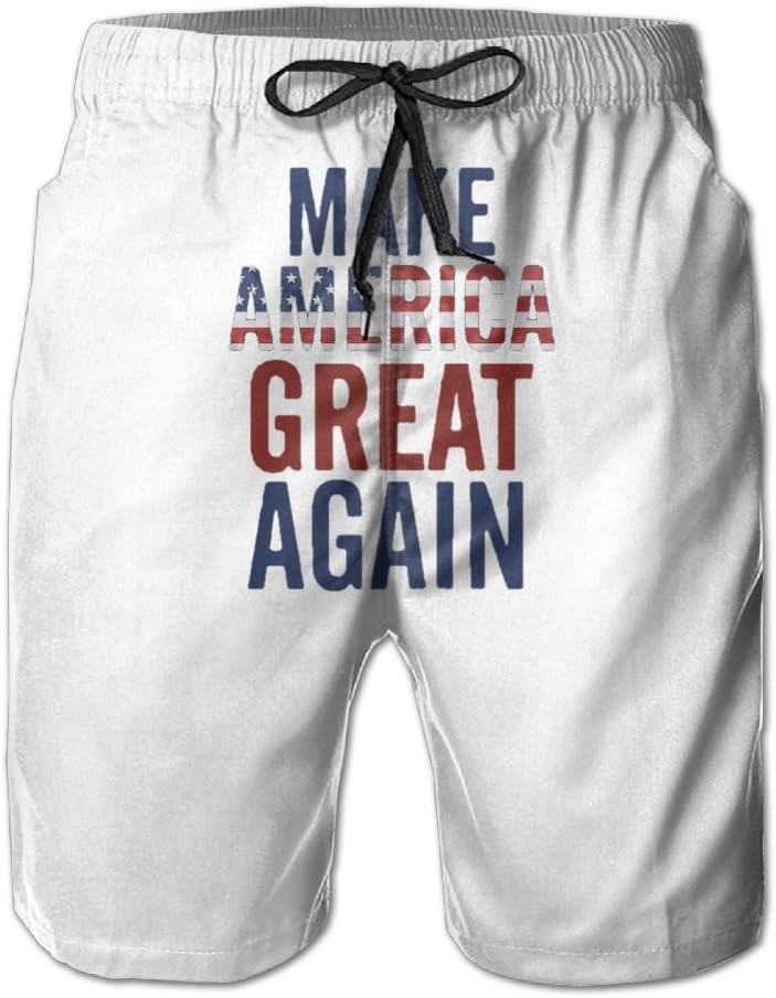 Donald Trump Make America Great Again Men's Swim Trunks Quick Dry Beach Shorts Custom Boardshorts Comfortable Size XXL