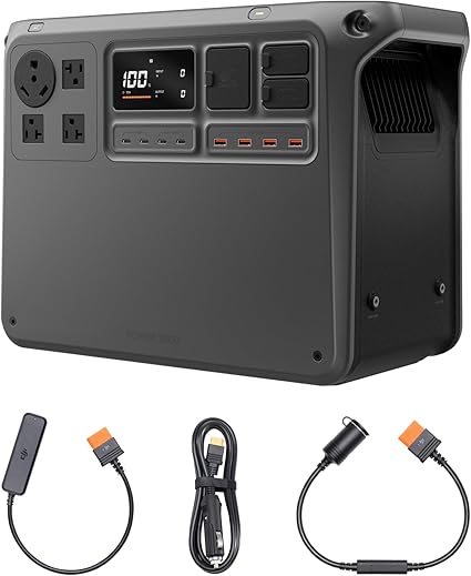 DJI Power 2000 Portable Power Station, 2048Wh LFP Battery, Compact Size, 3000W Stable Output, 0-80% Recharge in 55 Mins, Car Charging, Camping & RVs, Road Trip, Off-Grid