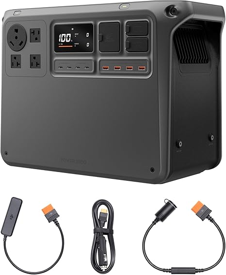 DJI Power 2000 Portable Power Station, 2048Wh LFP Battery, Compact Size, 3000W Stable Output, 0-80% Recharge in 55 Mins, Car Charging, Camping & RVs, Road Trip, Off-Grid