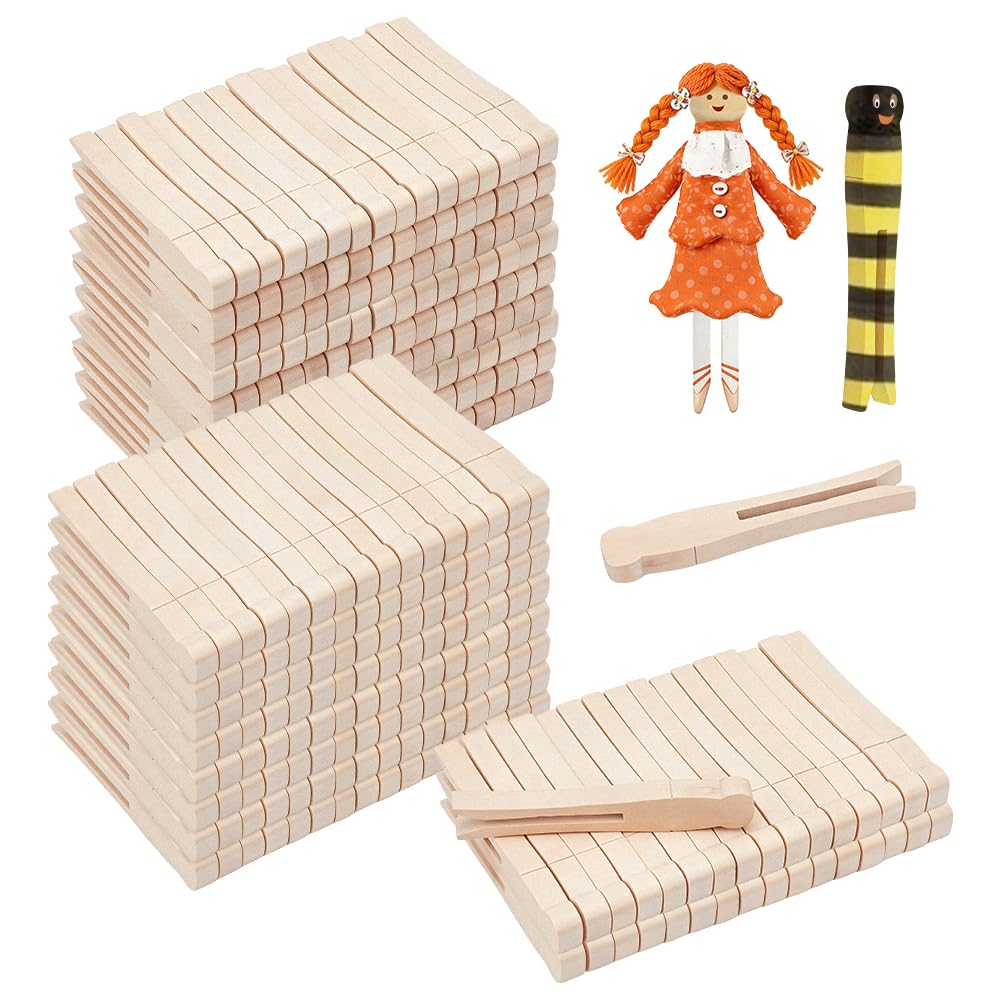 350 mollette rotonde in legno, 9,5 x 1,4 cm, mollette in legno per lavori artigianali, mollette per bucato, casa, esterni, cucina, viaggi (rotonde)