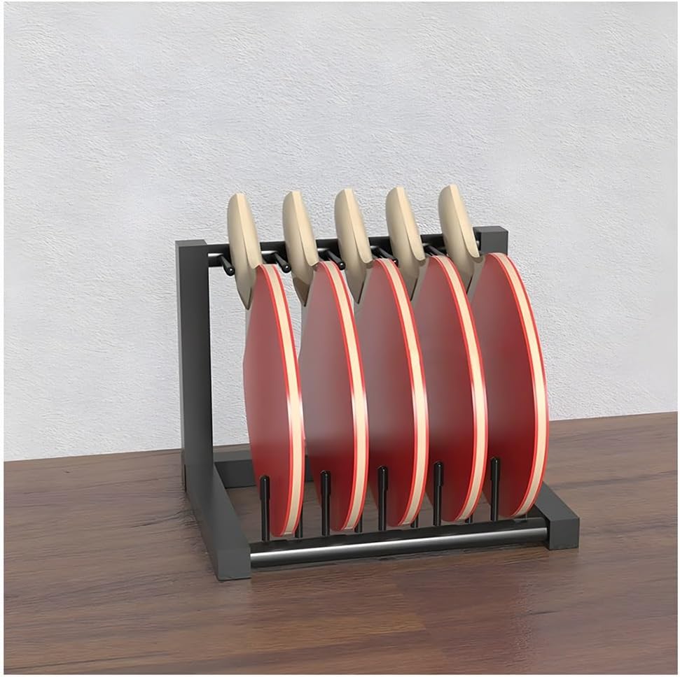 GZHERVICES Table Tennis Paddle Storage Rack, Table Tennis Racket Display Holder for 5 Rackets, Table Tennis Accessories Organizer, Paddles Holder