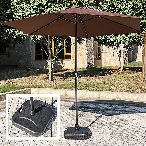 Lokatse Home Patio Outdoor Umbrella Base Stand Weight, Plastic Square Base Water Filled For Patio Umbrellas (Black) #TOP6