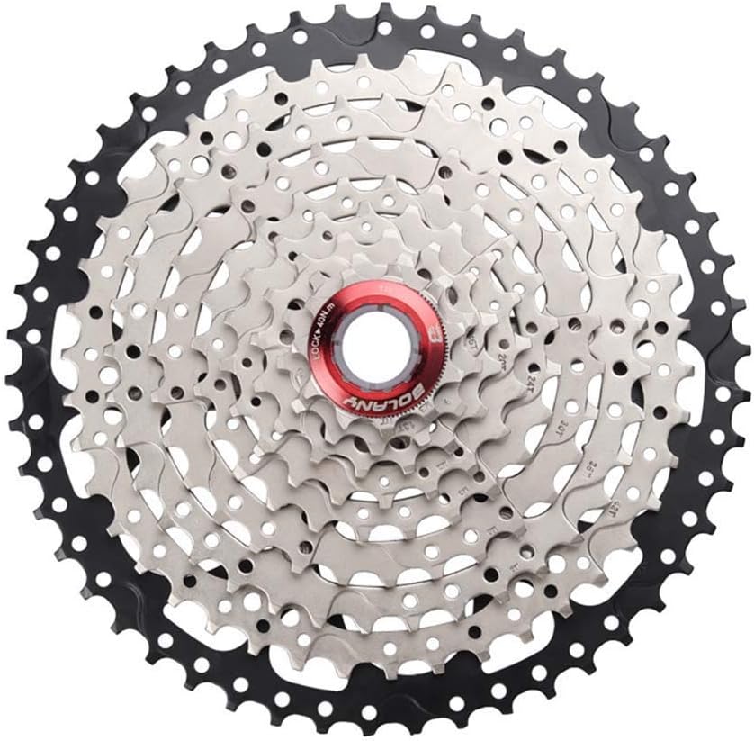 TUCKE MTB Mountain Bike 9 Speed 11-50T Cassette Freewheel Blcak Silver Steel Bike Flywheel Sprocket Compatible For Shimano Sram