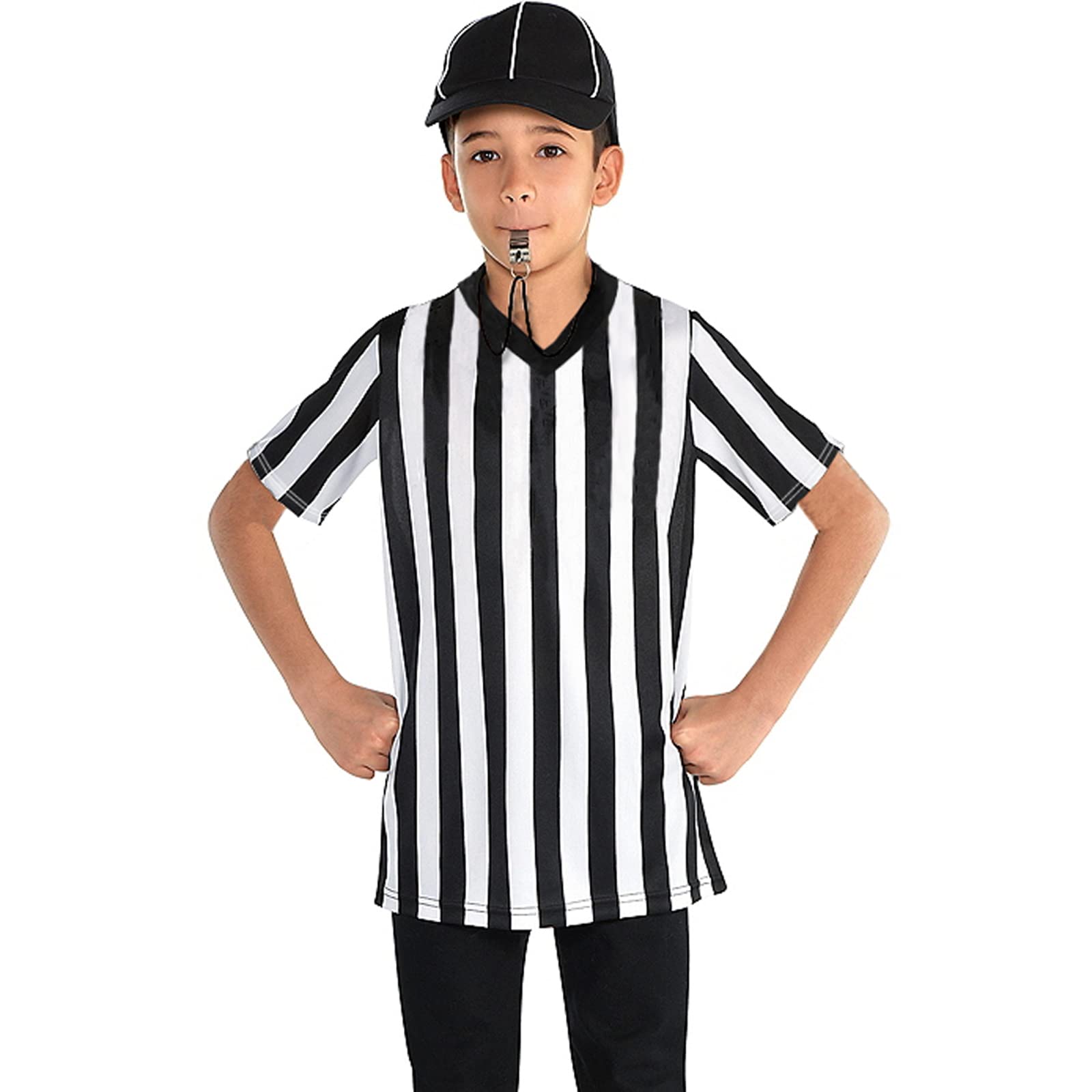 Thapower Children Referee Shirt Costume Kids Youth Black and White Stripe Boy Girls Toddler Ref Jersey